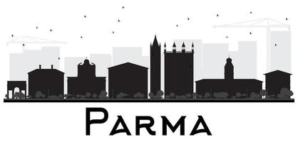 parma stad skyline zwart-wit silhouet. vector