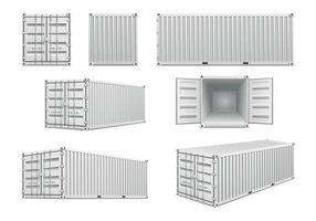 realistische set voor vrachtcontainers vector