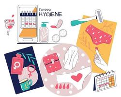 collage samenstelling voor vrouwelijke hygiëne vector