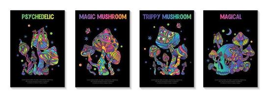 trippy paddestoelen posters set vector