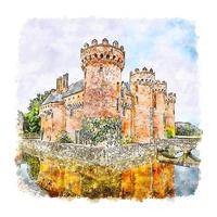 kasteel duitsland aquarel schets hand getekende illustratie vector