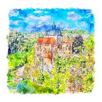 burg kriebstein duitsland aquarel schets hand getekende illustratie vector