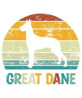 grappig great dane vintage retro zonsondergang silhouet geschenken hondenliefhebber hondenbezitter essentieel t-shirt vector