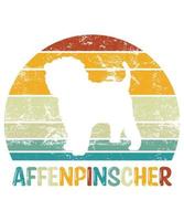 grappige affenpinscher vintage retro zonsondergang silhouet geschenken hondenliefhebber hondenbezitter essentieel t-shirt vector