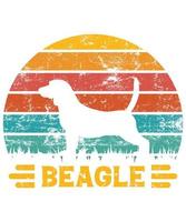 grappige beagle vintage retro zonsondergang silhouet geschenken hondenliefhebber hondenbezitter essentieel t-shirt vector