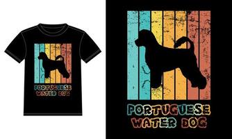 grappige Portugese waterhond vintage retro zonsondergang silhouet geschenken hondenliefhebber hondenbezitter essentieel t-shirt vector