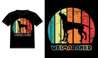 grappige weimaraner vintage retro zonsondergang silhouet geschenken hondenliefhebber hondenbezitter essentieel t-shirt vector