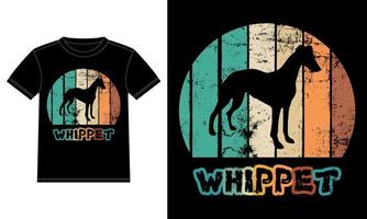 grappige whippet vintage retro zonsondergang silhouet geschenken hondenliefhebber hondenbezitter essentieel t-shirt vector