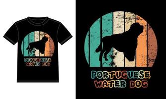 grappige Portugese waterhond vintage retro zonsondergang silhouet geschenken hondenliefhebber hondenbezitter essentieel t-shirt vector