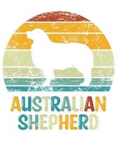 grappige Australische herder vintage retro zonsondergang silhouet geschenken hondenliefhebber hondenbezitter essentieel t-shirt vector