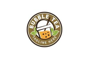 bubble tea-logo met vintage stijl. embleem bubble thee logo. vector