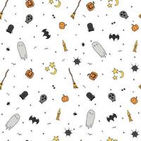 naadloos halloween-patroon. doodle halloween achtergrond vector