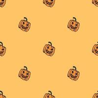 gelast halloween pompoen patroon. Halloween-achtergrond met enge pompoen vector