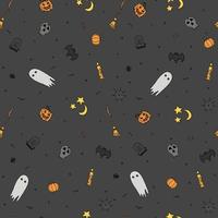 naadloos halloween-patroon. doodle halloween achtergrond vector