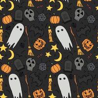 naadloos halloween-patroon. doodle halloween achtergrond vector