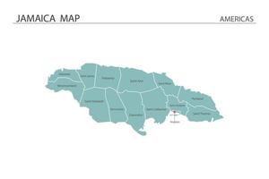 Jamaica kaart vector op witte achtergrond. kaart hebben alle provincies en markeer de hoofdstad van jamaica.