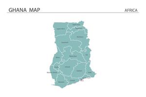 Ghana kaart vectorillustratie op witte achtergrond. kaart hebben alle provincies en markeer de hoofdstad van ghana. vector