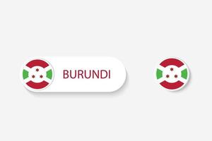 Burundi knoopvlag in illustratie van ovaal gevormd met woord van Burundi. en knop vlag burundi. vector