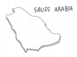 hand getekend van saoedi-arabië 3D-kaart op witte achtergrond. vector