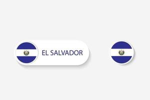 el salvador knop vlag in illustratie van ovaal gevormd met woord van el salvador. en knop vlag el salvador. vector