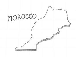 hand getekend van marokko 3d kaart op witte achtergrond. vector