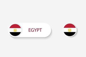 Egypte knop vlag in illustratie van ovaal gevormd met woord van Egypte. en knop vlag egypte. vector