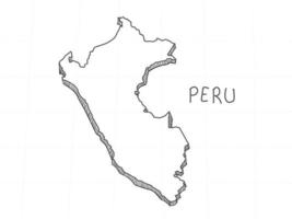 hand getrokken van peru 3D-kaart op witte achtergrond. vector