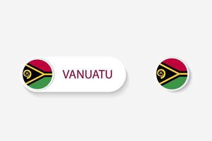 vanuatu knop vlag in illustratie van ovaal gevormd met woord vanuatu. en knop vlag vanuatu. vector