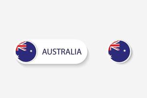 Australië knop vlag in illustratie van ovaal gevormd met woord van Australië. en knop vlag Australië. vector