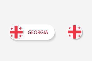 Georgië knop vlag in illustratie van ovaal gevormd met woord van Georgië. en knop vlag Georgië. vector
