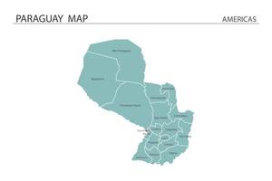 paraguay kaart vector op witte achtergrond. kaart hebben alle provincies en markeer de hoofdstad van paraguay.