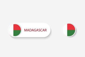 Madagaskar knop vlag in illustratie van ovaal gevormd met woord Madagaskar. en knop vlag Madagaskar. vector
