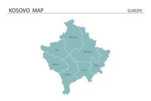 kosovo kaart vector op witte achtergrond. kaart hebben alle provincies en markeer de hoofdstad van kosovo.