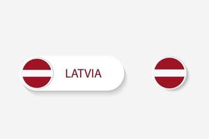 Letland knop vlag in illustratie van ovaal gevormd met woord van Letland. en knop vlag letland. vector