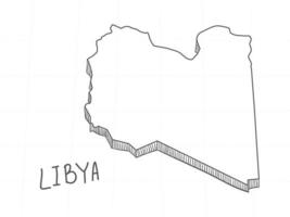 hand getekend van Libië 3D-kaart op witte achtergrond. vector