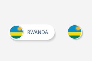 Rwandese knopvlag in illustratie van ovaal gevormd met woord van Rwanda. en knoopvlag rwanda. vector