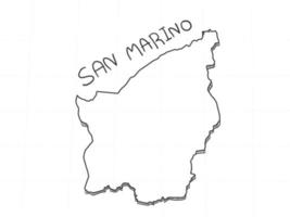 hand getekend van san marino 3D-kaart op witte achtergrond. vector