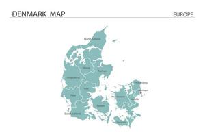 Denemarken kaart vector op witte achtergrond. kaart hebben alle provincies en markeer de hoofdstad van Denemarken.