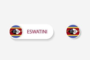 eswatini-knopvlag in illustratie van ovaal gevormd met woord van eswatini. en knop vlag eswatini. vector