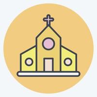 icoon kerk. geschikt voor onderwijs symbool. kleur partner stijl. eenvoudig ontwerp bewerkbaar. ontwerp sjabloon vector. eenvoudige illustratie vector