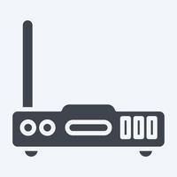 pictogram router. geschikt voor computercomponenten symbool. glyph-stijl. eenvoudig ontwerp bewerkbaar. ontwerp sjabloon vector. eenvoudige illustratie vector