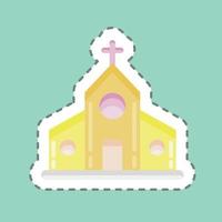 sticker lijn gesneden kerk. geschikt voor onderwijs symbool. eenvoudig ontwerp bewerkbaar. ontwerp sjabloon vector. eenvoudige illustratie vector