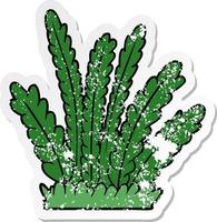 noodlijdende sticker van een tekenfilm met planten vector