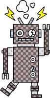 stripboekstijl cartoon defecte robot vector