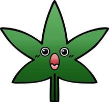gradiënt gearceerde cartoon marihuanablad vector