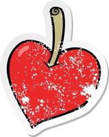 retro noodlijdende sticker van een cartoon liefdeshart appel vector