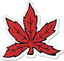 sticker van een cartoon marihuanablad vector