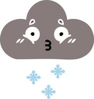 egale kleur retro cartoon storm sneeuw wolk vector