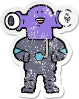 noodlijdende sticker van een vriendelijke cartoon alien vector