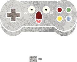 retro illustratie stijl cartoon game controller vector